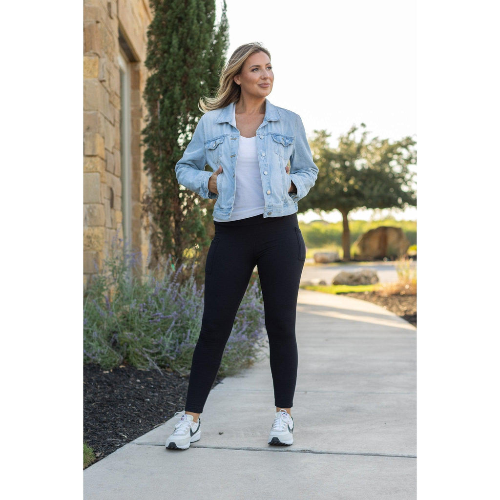 Black Full-Length Leggings with Pocket