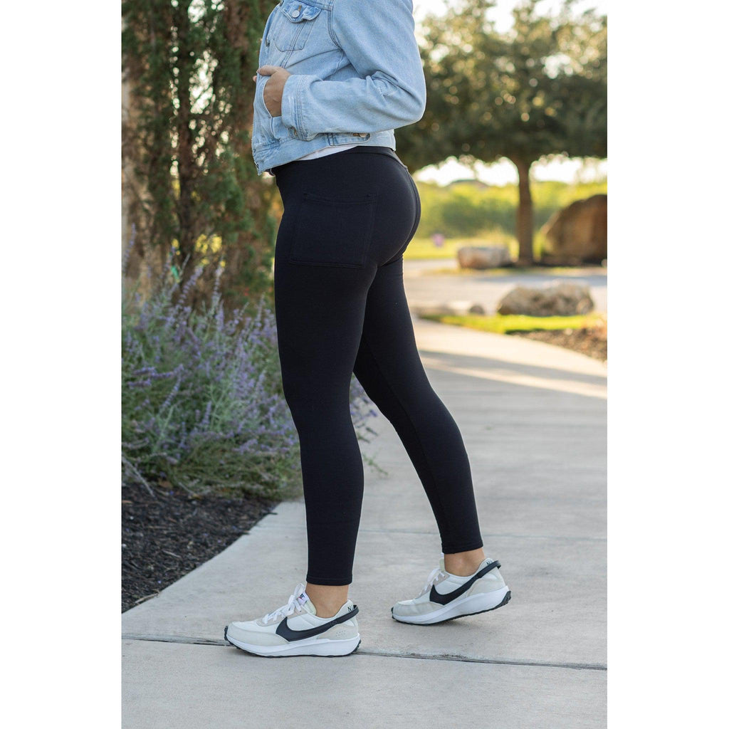 Black Full-Length Leggings with Pocket