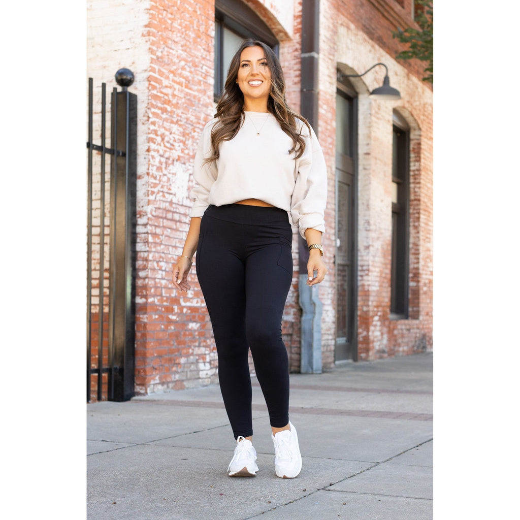 Black Full-Length Leggings with Pocket