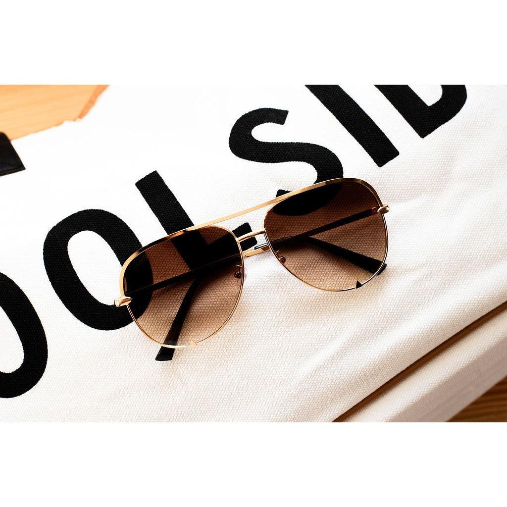 Gold/Caramel Tea - High Quality Unisex Aviator Sunglasses *